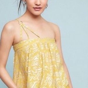 Anthropologie Floreat Metallic Sun-etched cami top